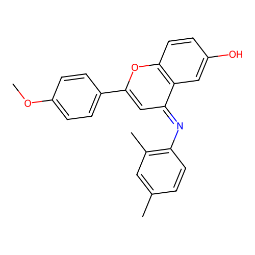 (4E)-4-[(2,4-dimethylphenyl)imino]-2-(4-methoxyphenyl)-4H-chromen-6-ol structure