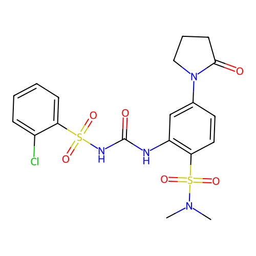 1-(2-chlorophenyl)sulfonyl-3-[2-(dimethylsulfamoyl)-5-(2-oxopyrrolidin-1-yl)phenyl]urea structure