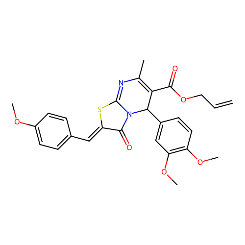 (Z)-allyl 5-(3,4-dimethoxyphenyl)-2-(4-methoxybenzylidene)-7-methyl-3-oxo-3,5-dihydro-2H-thiazolo[3,2-a]pyrimidine-6-carboxylate structure