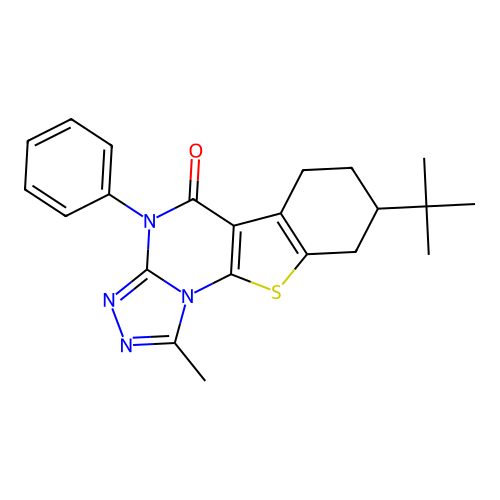 8-(tert-butyl)-1-methyl-4-phenyl-6,7,8,9-tetrahydrobenzo[4,5]thieno[3,2-e][1,2,4]triazolo[4,3-a]pyrimidin-5(4H)-one structure