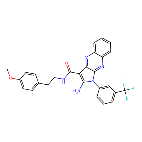 2-amino-N-(4-methoxyphenethyl)-1-(3-(trifluoromethyl)phenyl)-1H-pyrrolo[2,3-b]quinoxaline-3-carboxamide structure