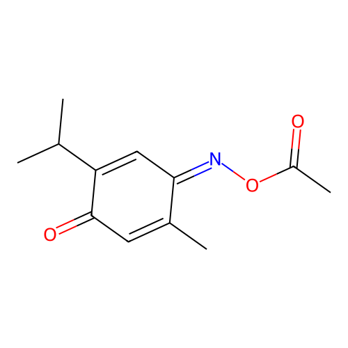 (4Z)-4-[(acetyloxy)imino]-5-methyl-2-(propan-2-yl)cyclohexa-2,5-dien-1-one structure