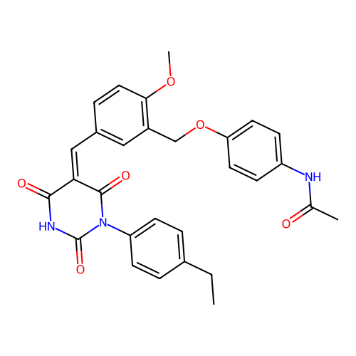 (Z)-N-(4-((5-((1-(4-ethylphenyl)-2,4,6-trioxotetrahydropyrimidin-5(2H)-ylidene)methyl)-2-methoxybenzyl)oxy)phenyl)acetamide structure