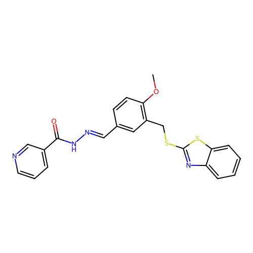 (E)-N'-(3-((benzo[d]thiazol-2-ylthio)methyl)-4-methoxybenzylidene)nicotinohydrazide structure