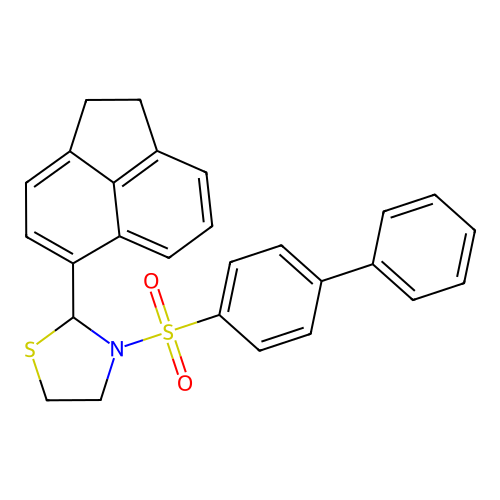 3-(Biphenyl-4-ylsulfonyl)-2-(1,2-dihydroacenaphthylen-5-yl)-1,3-thiazolidine structure