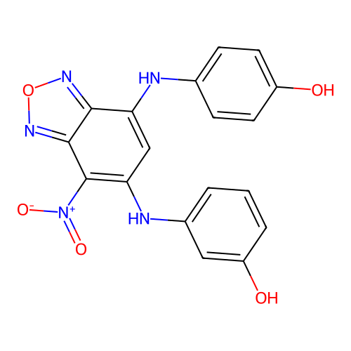 3-({7-[(4-Hydroxyphenyl)amino]-4-nitro-2,1,3-benzoxadiazol-5-yl}amino)phenol structure