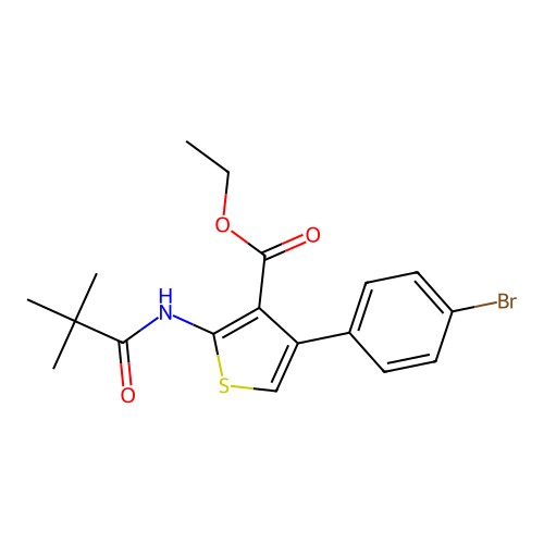 Ethyl 4-(4-bromophenyl)-2-[(2,2-dimethylpropanoyl)amino]thiophene-3-carboxylate structure