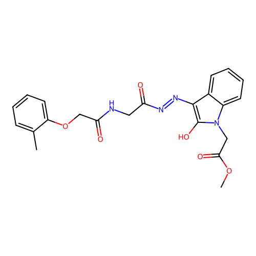 (Z)-methyl 2-(2-oxo-3-(2-(2-(2-(o-tolyloxy)acetamido)acetyl)hydrazono)indolin-1-yl)acetate structure