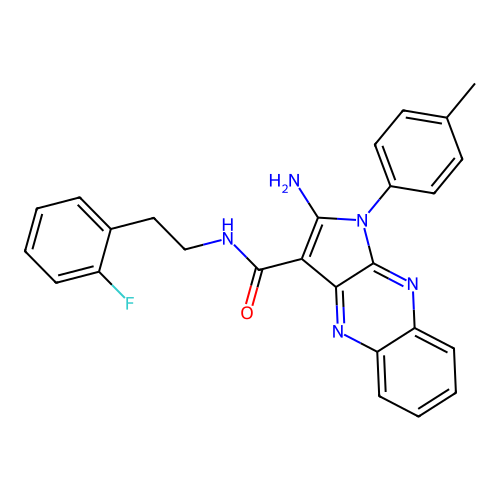 2-amino-N-(2-fluorophenethyl)-1-(p-tolyl)-1H-pyrrolo[2,3-b]quinoxaline-3-carboxamide structure