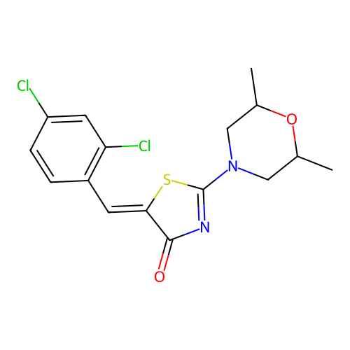 (Z)-5-(2,4-dichlorobenzylidene)-2-(2,6-dimethylmorpholino)thiazol-4(5H)-one structure