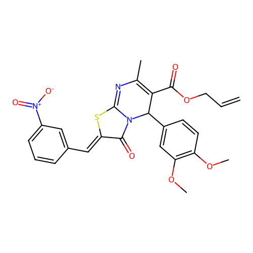 (Z)-allyl 5-(3,4-dimethoxyphenyl)-7-methyl-2-(3-nitrobenzylidene)-3-oxo-3,5-dihydro-2H-thiazolo[3,2-a]pyrimidine-6-carboxylate structure