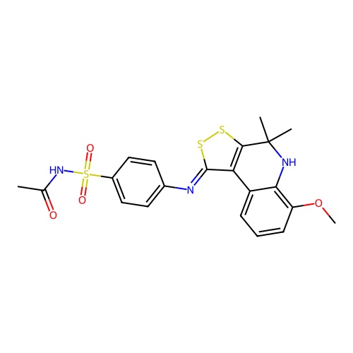 (Z)-N-((4-((6-methoxy-4,4-dimethyl-4,5-dihydro-1H-[1,2]dithiolo[3,4-c]quinolin-1-ylidene)amino)phenyl)sulfonyl)acetamide structure