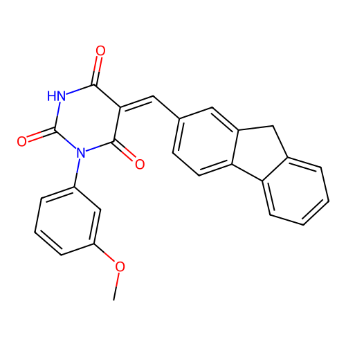 (5Z)-5-(9H-fluoren-2-ylmethylidene)-1-(3-methoxyphenyl)-1,3-diazinane-2,4,6-trione structure