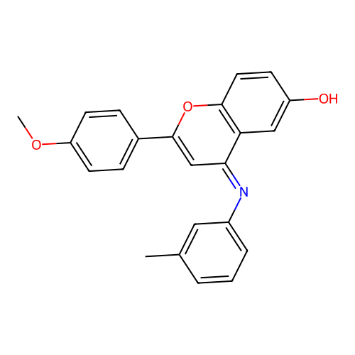 (Z)-2-(4-methoxyphenyl)-4-(m-tolylimino)-4H-chromen-6-ol structure