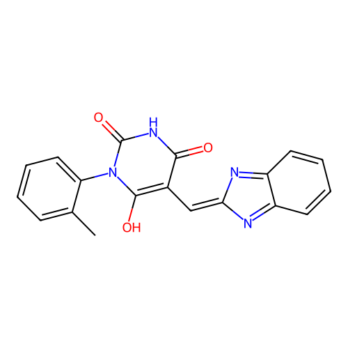 (5Z)-5-(1H-benzimidazol-2-ylmethylidene)-1-(2-methylphenyl)-1,3-diazinane-2,4,6-trione structure