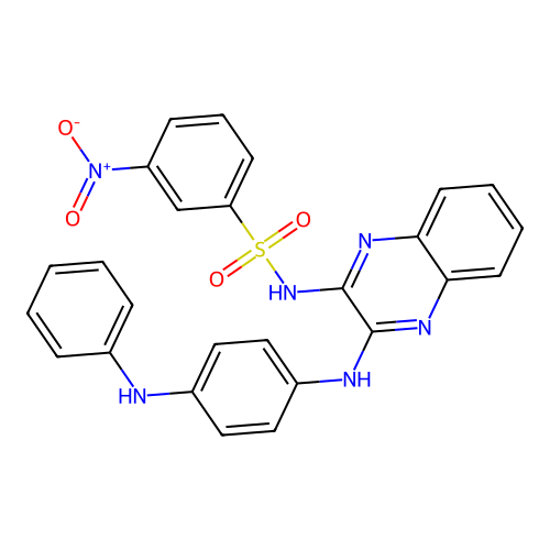 3-nitro-N-(3-((4-(phenylamino)phenyl)amino)quinoxalin-2-yl)benzenesulfonamide structure