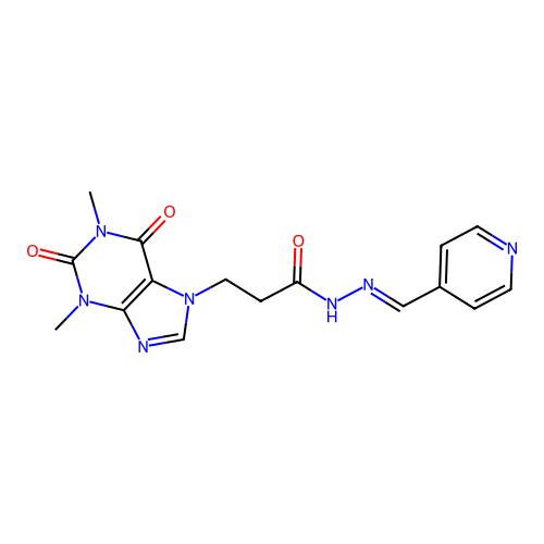 (E)-3-(1,3-dimethyl-2,6-dioxo-2,3-dihydro-1H-purin-7(6H)-yl)-N'-(pyridin-4-ylmethylene)propanehydrazide structure