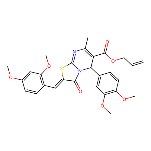 (Z)-allyl 2-(2,4-dimethoxybenzylidene)-5-(3,4-dimethoxyphenyl)-7-methyl-3-oxo-3,5-dihydro-2H-thiazolo[3,2-a]pyrimidine-6-carboxylate structure