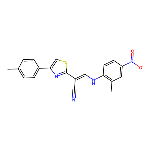 (E)-3-((2-methyl-4-nitrophenyl)amino)-2-(4-(p-tolyl)thiazol-2-yl)acrylonitrile structure