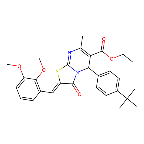 (Z)-ethyl 5-(4-(tert-butyl)phenyl)-2-(2,3-dimethoxybenzylidene)-7-methyl-3-oxo-3,5-dihydro-2H-thiazolo[3,2-a]pyrimidine-6-carboxylate structure