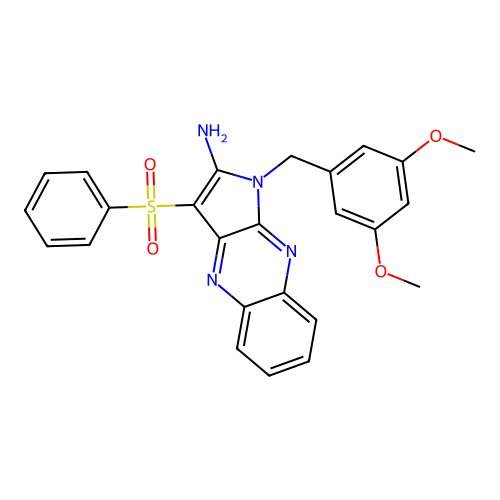 1-(3,5-dimethoxybenzyl)-3-(phenylsulfonyl)-1H-pyrrolo[2,3-b]quinoxalin-2-amine structure