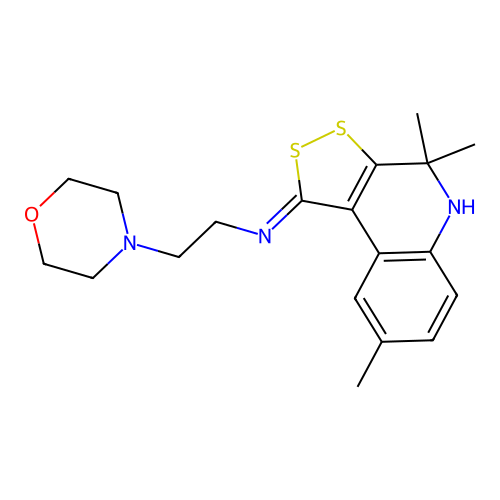 4,4,8-trimethyl-N-(2-morpholin-4-ylethyl)-5H-dithiolo[3,4-c]quinolin-1-imine structure