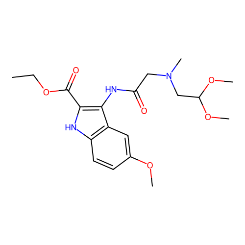 ethyl 3-(2-((2,2-dimethoxyethyl)(methyl)amino)acetamido)-5-methoxy-1H-indole-2-carboxylate structure
