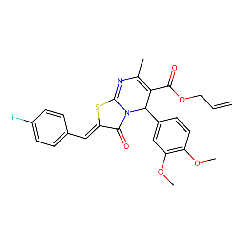 (Z)-allyl 5-(3,4-dimethoxyphenyl)-2-(4-fluorobenzylidene)-7-methyl-3-oxo-3,5-dihydro-2H-thiazolo[3,2-a]pyrimidine-6-carboxylate structure