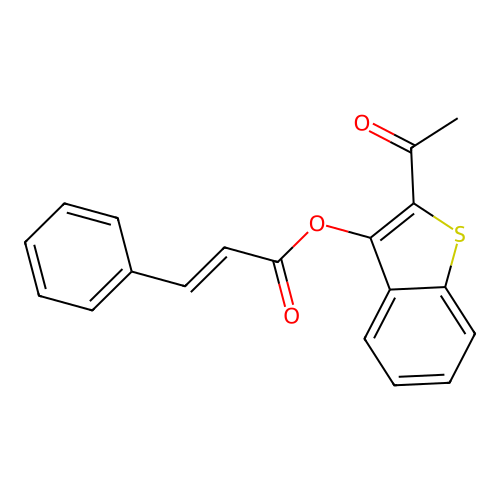 2-acetyl-1-benzothiophen-3-yl (2E)-3-phenylprop-2-enoate structure