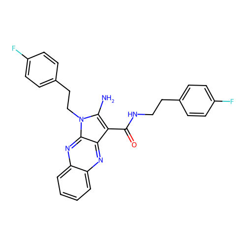 2-amino-N,1-bis(4-fluorophenethyl)-1H-pyrrolo[2,3-b]quinoxaline-3-carboxamide structure