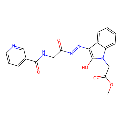 METHYL 2-[(3E)-2-OXO-3-({2-[(PYRIDIN-3-YL)FORMAMIDO]ACETAMIDO}IMINO)-2,3-DIHYDRO-1H-INDOL-1-YL]ACETATE structure