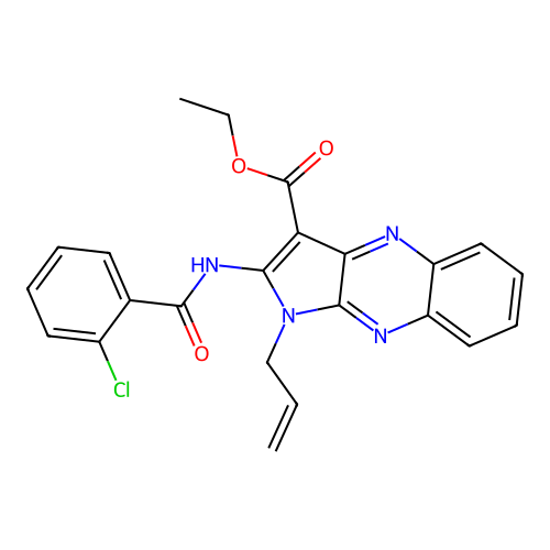ethyl 1-allyl-2-(2-chlorobenzamido)-1H-pyrrolo[2,3-b]quinoxaline-3-carboxylate structure