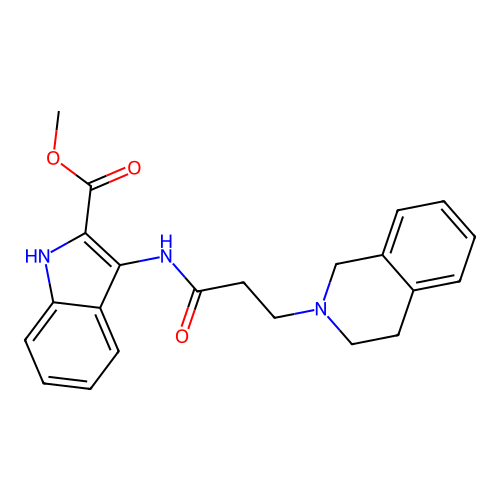 Methyl 3-[3-(3,4-dihydro-1H-isoquinolin-2-yl)propanoylamino]-1H-indole-2-carboxylate structure
