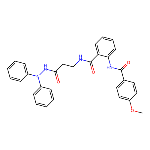N-(3-(2,2-diphenylhydrazinyl)-3-oxopropyl)-2-(4-methoxybenzamido)benzamide structure