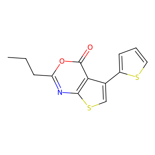 2-propyl-5-(thiophen-2-yl)-4H-thieno[2,3-d][1,3]oxazin-4-one structure