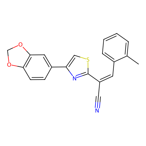 (Z)-2-(4-(benzo[d][1,3]dioxol-5-yl)thiazol-2-yl)-3-(o-tolyl)acrylonitrile structure