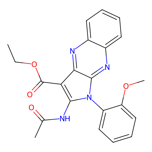 ethyl 2-(acetylamino)-1-(2-methoxyphenyl)-1H-pyrrolo[2,3-b]quinoxaline-3-carboxylate structure