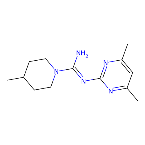 N-(4,6-dimethylpyrimidin-2-yl)-4-methylpiperidine-1-carboximidamide structure