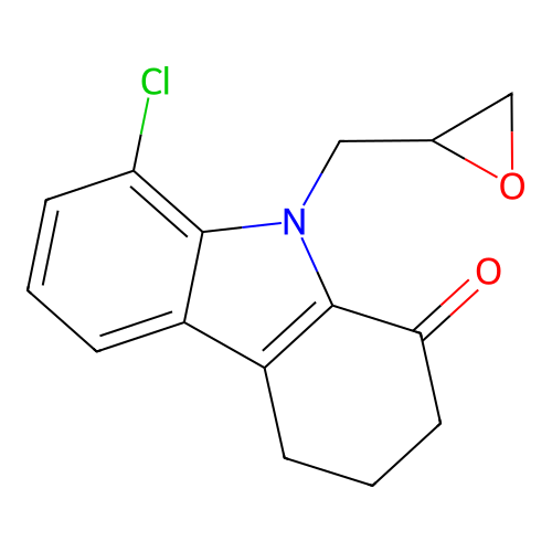 8-chloro-9-(oxiran-2-ylmethyl)-2,3,4,9-tetrahydro-1H-carbazol-1-one structure