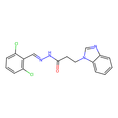 3-(1H-benzimidazol-1-yl)-N'-[(E)-(2,6-dichlorophenyl)methylidene]propanehydrazide structure