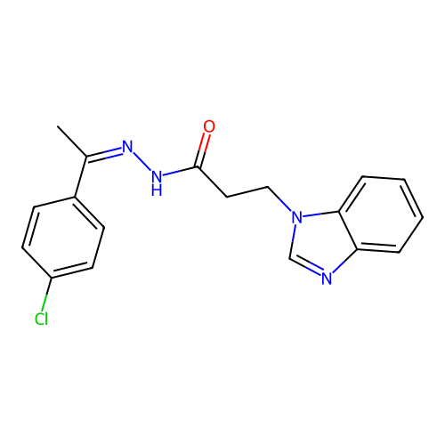 3-(1H-benzimidazol-1-yl)-N'-[(1Z)-1-(4-chlorophenyl)ethylidene]propanehydrazide structure