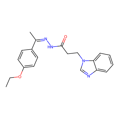 (Z)-3-(1H-benzo[d]imidazol-1-yl)-N'-(1-(4-ethoxyphenyl)ethylidene)propanehydrazide structure