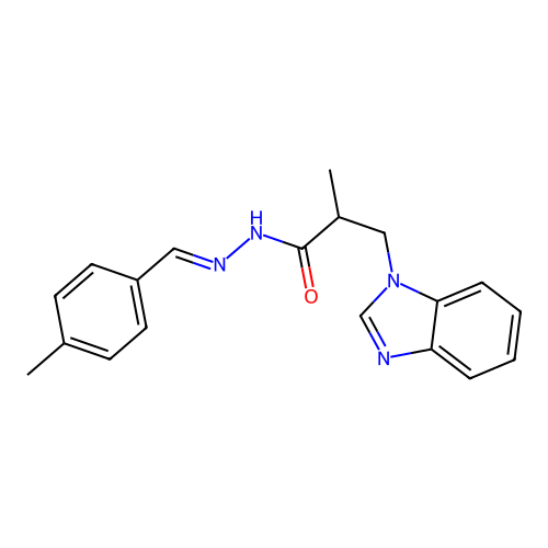 3-(1H-benzimidazol-1-yl)-2-methyl-N'-[(E)-(4-methylphenyl)methylidene]propanehydrazide structure