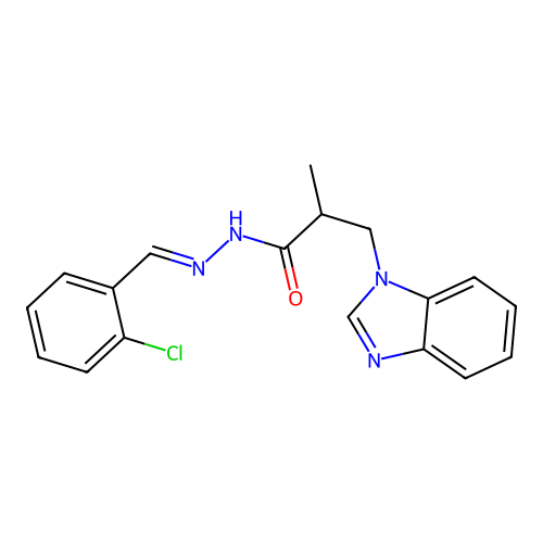 3-(1H-benzimidazol-1-yl)-N'-[(E)-(2-chlorophenyl)methylidene]-2-methylpropanehydrazide structure