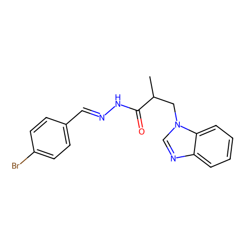 3-(1H-benzimidazol-1-yl)-N'-[(E)-(4-bromophenyl)methylidene]-2-methylpropanehydrazide structure