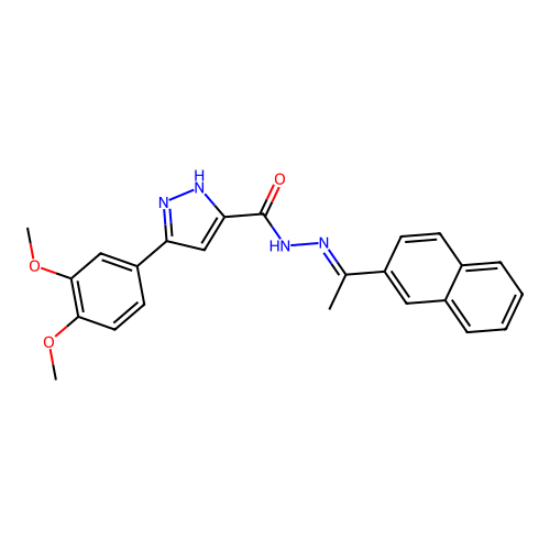 3-(3,4-Dimethoxy-PH)-N'-(1-(2-naphthyl)ethylidene)-1H-pyrazole-5-carbohydrazide structure