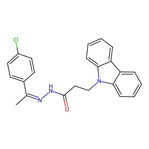 3-(9H-carbazol-9-yl)-N'-[(1Z)-1-(4-chlorophenyl)ethylidene]propanehydrazide structure