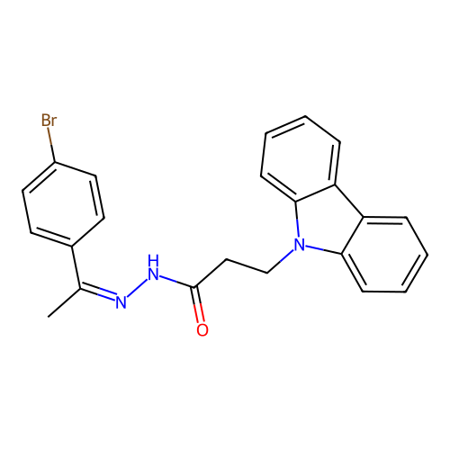 N'-[(1Z)-1-(4-bromophenyl)ethylidene]-3-(9H-carbazol-9-yl)propanehydrazide structure