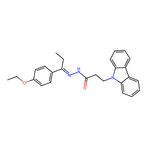 3-(9H-carbazol-9-yl)-N'-[(1E)-1-(4-ethoxyphenyl)propylidene]propanehydrazide structure