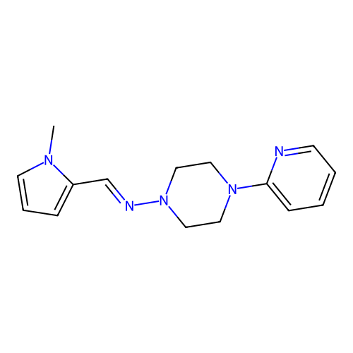 N-[(1-methyl-1H-pyrrol-2-yl)methylene]-4-(2-pyridinyl)-1-piperazinamine structure